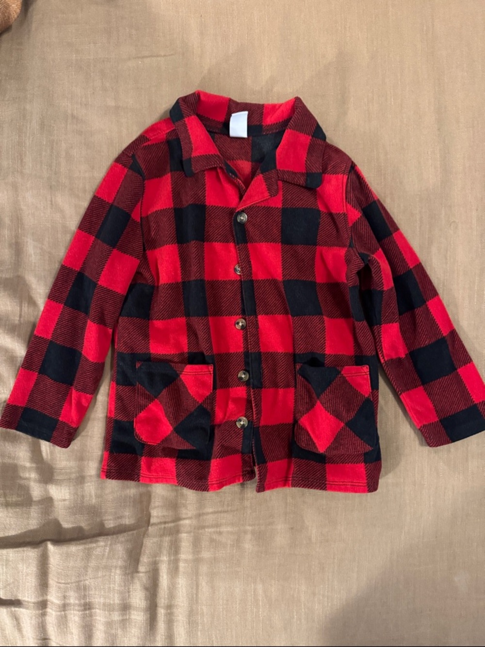 Old Navy Red and Black Plaid Fleece Shirt Long Sleeve Shirt